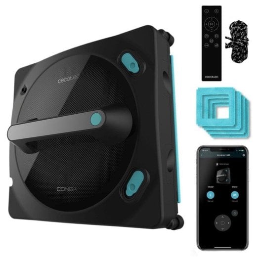 Robot limpiacristales Cecotec Conga Windroid 1490 TwerkingSpray 8 modos, mopa vibratoria