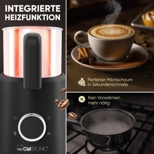 Mousseur à lait multi-laits Clatronic MS 3812 740 ml en acier inoxydable à chauffage automatique