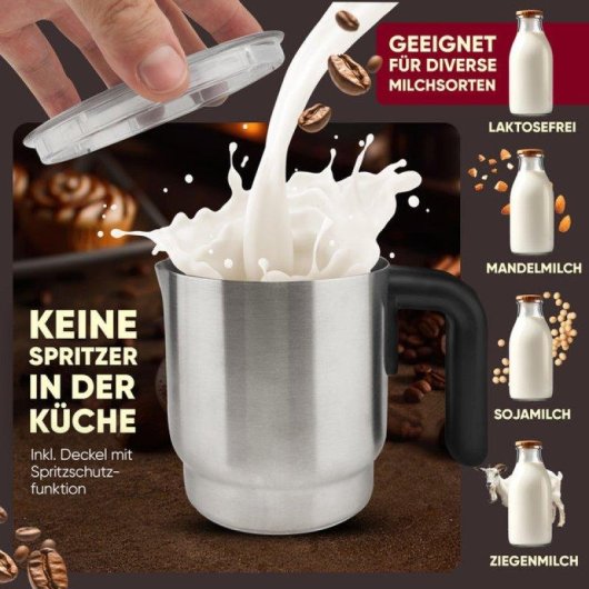 Milchaufschäumer Clatronic MS 3812 Edelstahl 740 ml Automatik Heiß-Kalt