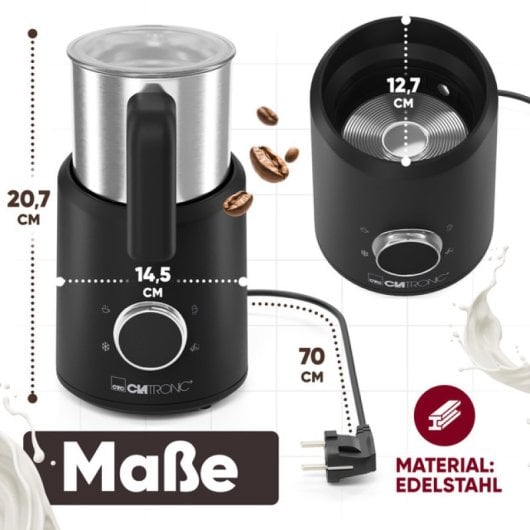 Mousseur à lait multi-laits Clatronic MS 3812 740 ml en acier inoxydable à chauffage automatique