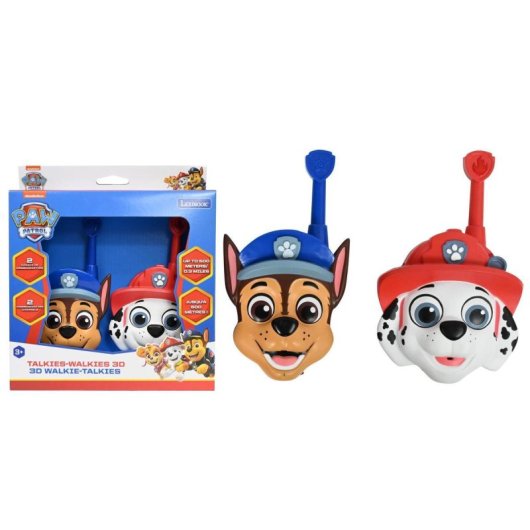 Walkie-Talkie Paw Patrol 3D 500m 2 Canales Clip Cinturón Uso Infantil