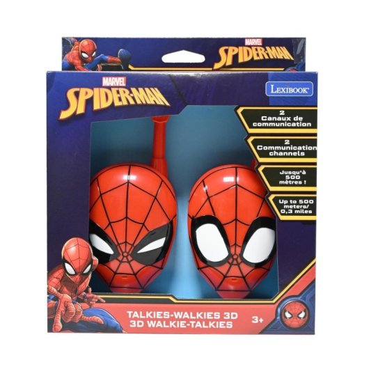 Walkie-talkie 3D de 2 canais do Homem-Aranha da Disney de 500 m com clipe de cinto fácil de usar