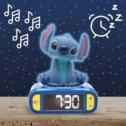 Sveglia Disney Lexibook Stitch con suoni regolabili, luce touch e display LCD