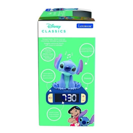 Sveglia Disney Lexibook Stitch con suoni regolabili, luce touch e display LCD