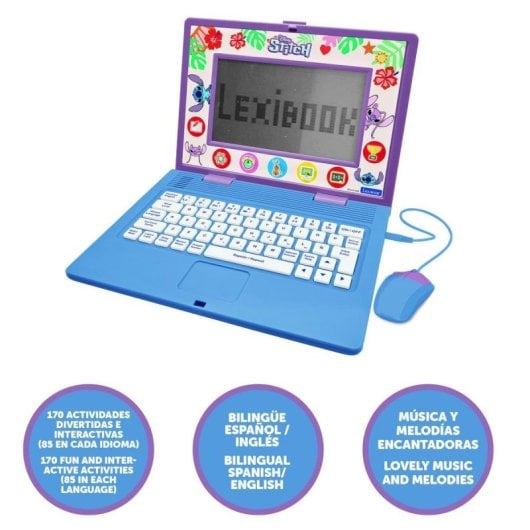 Computador educativo Disney Stitch Lexibook com 170 atividades bilingues e ecrã de 6,67″