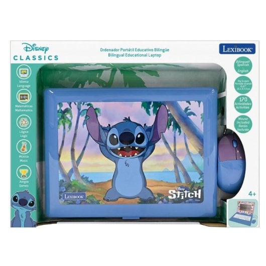 Computador educativo Disney Stitch Lexibook com 170 atividades bilingues e ecrã de 6,67″
