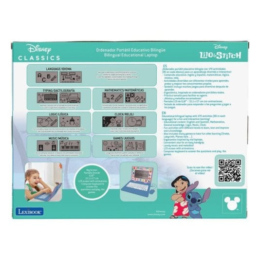 Computador educativo Disney Stitch Lexibook com 170 atividades bilingues e ecrã de 6,67″