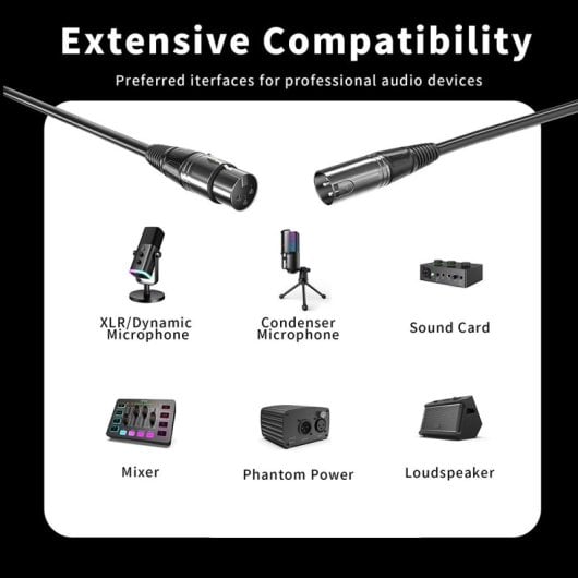 FIFINE L9 Cabo XLR Balanceado 3 Pinos Macho-Fêmea de 10 Pés com Proteção Contra Interferências