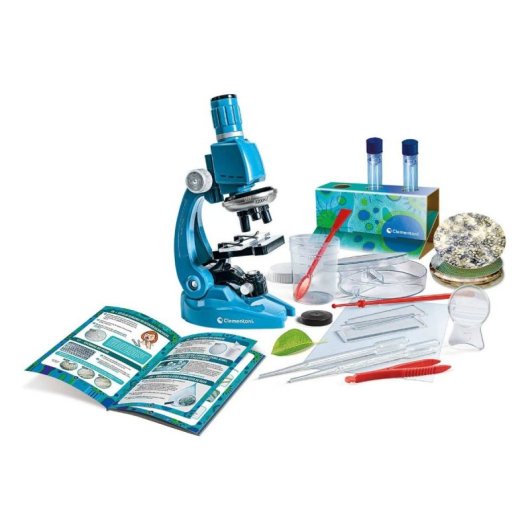 Clementoni Pro 67783 Mikroskop, 1200-fache Vergrößerung, Wissenschaftliches Set, 50 Experimente