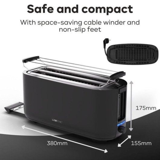 Tostador Clatronic TA 3802 4 ranuras 1400 W Negro