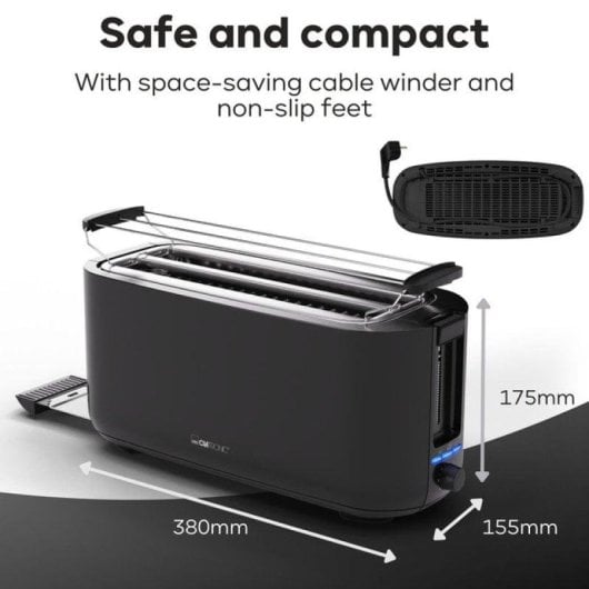 Tostadora Clatronic TA 3802 Schwarz 4 Scheiben 1400W Cool-Touch LED