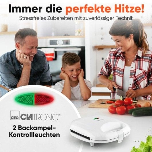 Sandwichière Clatronic ST 3813 Revêtement Antiadhésif 820W 4 Triangles Sécurité Pro