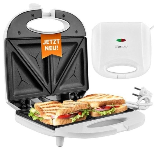 Sandwichière Clatronic ST 3813 Revêtement Antiadhésif 820W 4 Triangles Sécurité Pro