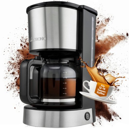 Clatronic KA 3808 1.5L 12-14 tazze Macchina per caffè americano in acciaio inox con protezione antigoccia