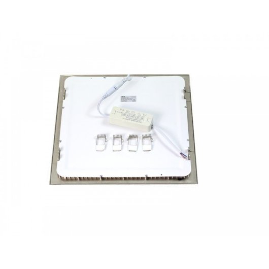 Painel LED quadrado embutido JANDEI 24W, acabamento em aço, 120º, extra plano, 29,5 cm