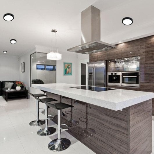 Downlight LED JANDEI 18W 3000K rotondo superficie cornice nera diffusore alluminio 21cm