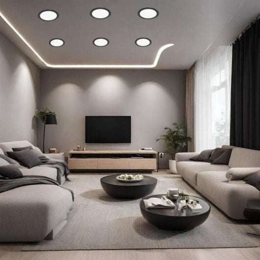 Downlight LED JANDEI 18W 6000K Rotondo Incasso Cornice Nera Taglio 200mm