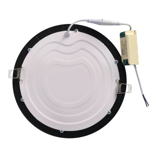 Downlight LED JANDEI 18W 3000K Redondo Empotrar Marco Negro 120º Corte 200mm Extraplano