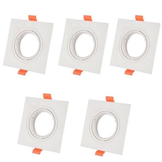 Aro empotrado quadrado JANDEI GU10/MR16 branco policarbonato basculante