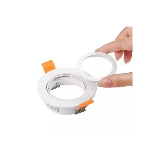 Aro empotrado basculante JANDEI branco para GU10 MR16 instalação frontal Ø90mm PC