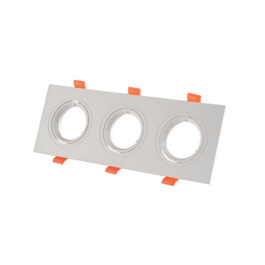Aro empotrable basculante JANDEI 3 bombillas GU10/MR16 blanco policarbonato corte 75x235mm