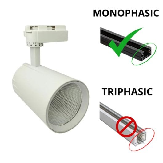 Foco LED Carril Monofásico 30W Blanco JANDEI COB 220V