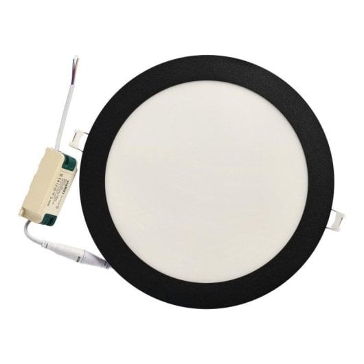 Downlight LED JANDEI 18W 6000K Redondo Embutir Moldura Preta Corte 200mm