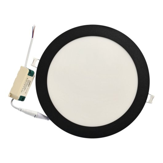 Candeeiro de encastrar LED redondo JANDEI 18W 6000K, moldura preta, recorte de 200 mm