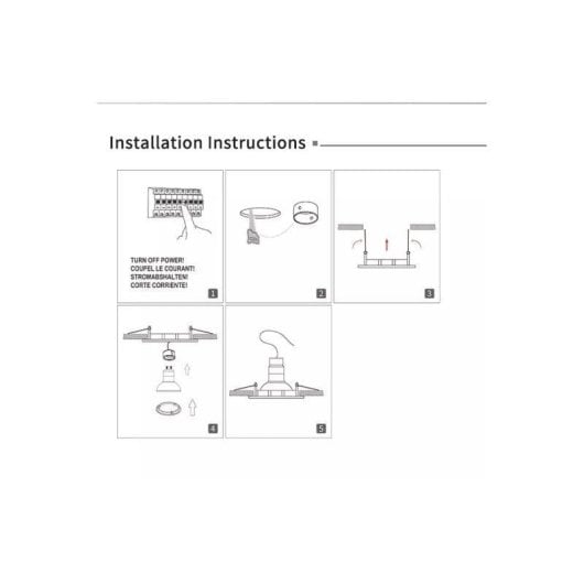 Aro empotrado circular JANDEI GU10/MR16 basculante policarbonato preto 90mm