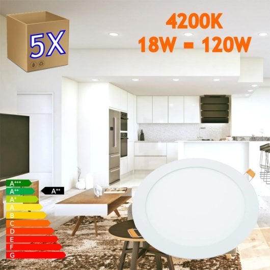 Downlight circular LED JANDEI 18W 4000K corte 200mm pacote com 5 luz branca