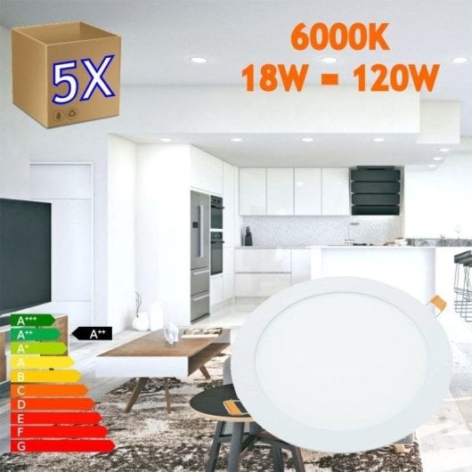 Downlight LED JANDEI 18W 6000K alluminio bianco set 5 pezzi