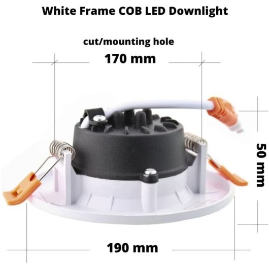 Downlight LED COB JANDEI 20W 1800Lm 6000K Corte 170mm IP44 Aluminio Blanco