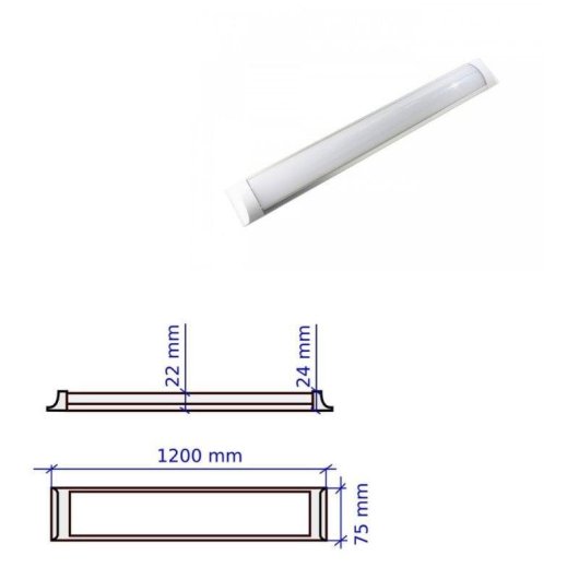 Reglette LED Slim JANDEI 1200mm 3000K Alluminio Diffusore Policarbonato
