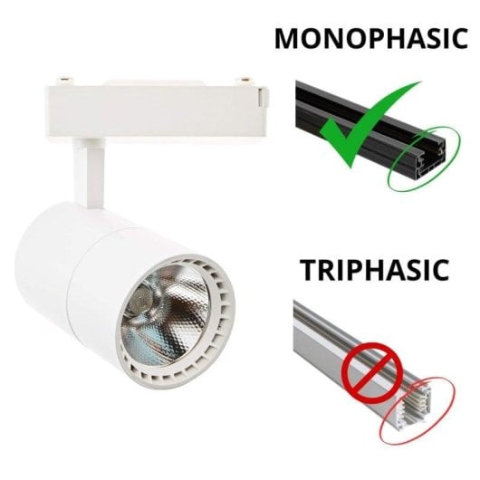 Faretto da binario JANDEI LED COB 40W 2700lm 6000K cilindrico 45° bianco freddo