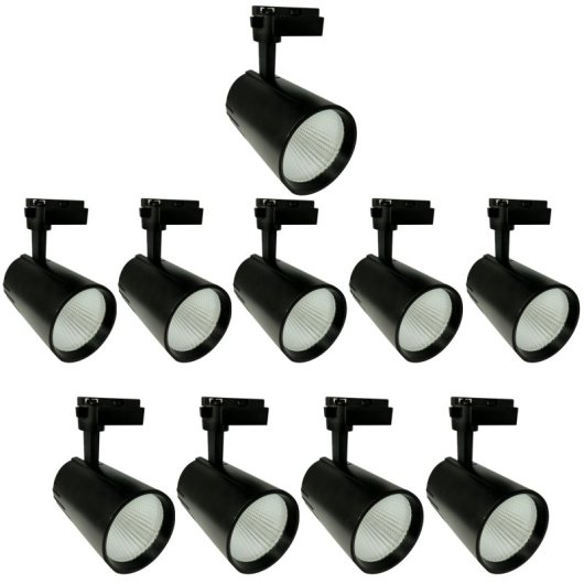 Foco LED JANDEI COB 30W Carril Monofásico 220V Negro distribución uniforme