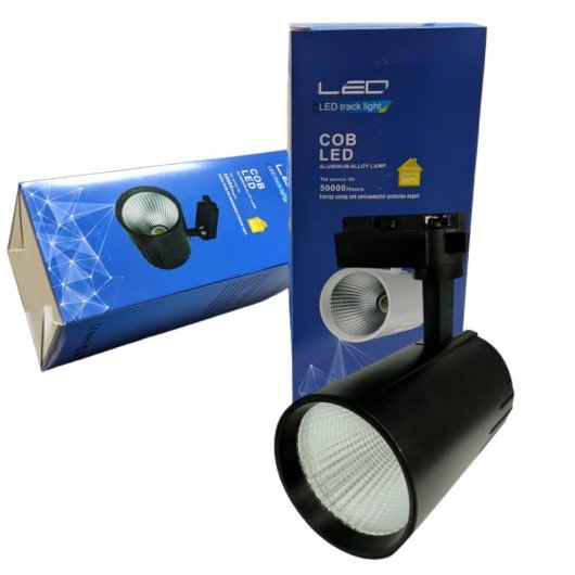 Foco LED JANDEI COB 30W Carril Monofásico 220V Negro distribución uniforme