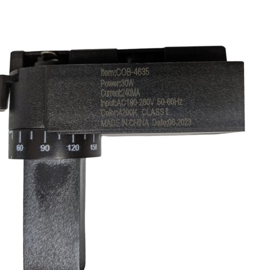 Foco LED JANDEI COB 30W Carril Monofásico 220V Negro distribución uniforme