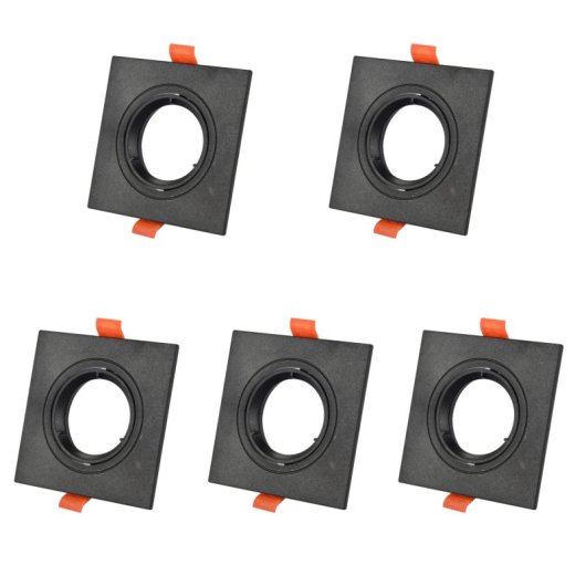 Aro cuadrado empotrable JANDEI negro basculante 75mm policarbonato GU10/MR16