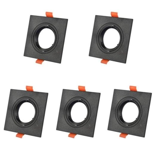 Aro quadrato incasso JANDEI basculante nero 75mm policarbonato GU10 MR16