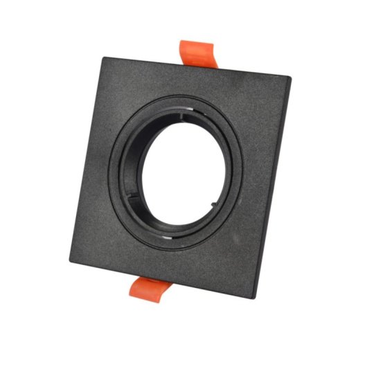 Aro cuadrado empotrable JANDEI negro basculante 75mm policarbonato GU10/MR16