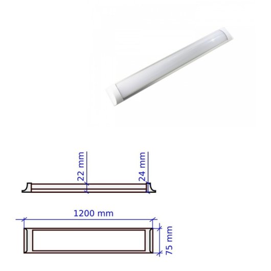 Regleta Slim JANDEI 1200mm 36W 3600Lm 4000K aluminio blanco neutro LEDs SMD2835