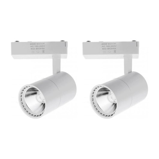 Foco de Carril JANDEI LED COB 40W 2700lm 6000K Ángulo 45º Blanco Frío Cilíndrico