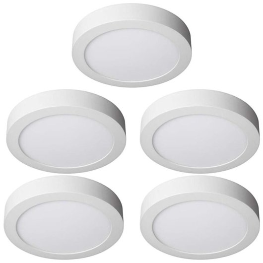 Downlight LED superficie JANDEI Pack 5 18W Blanco Frío 6000K 120º ø210mm aluminio IP20