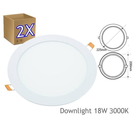 JanDEI downlight LED de encastrar JND-7802P02 18W Branco 3000K 1440lm ø222mm extra-plano