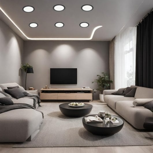 Downlight LED JANDEI 18W 3000K redondo extraplano empotrar marco negro ángulo 120°