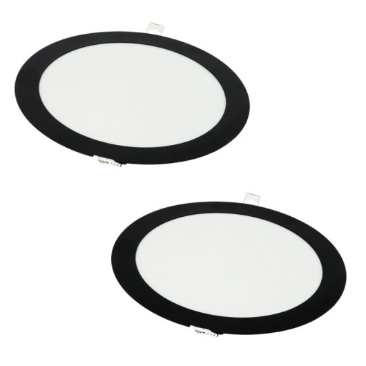 Candeeiro de encastrar LED redondo JANDEI 18W 4200K, encastrado, moldura preta extra plana, 220 mm