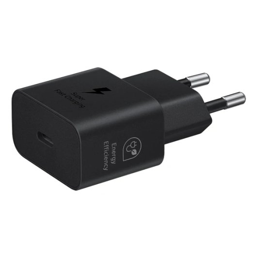 Adaptador carregador Samsung tipo C 25 W preto USB carga rápida 1 porta 5 V
