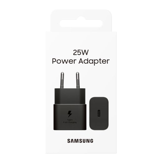 Adaptador carregador Samsung tipo C 25 W preto USB carga rápida 1 porta 5 V