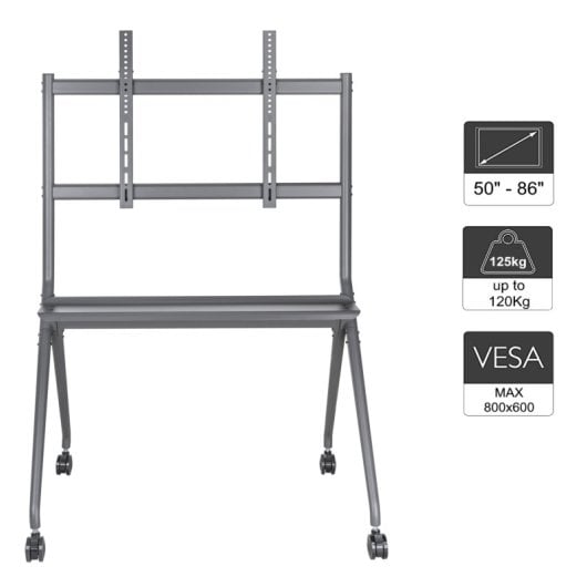 Suporte de TV Ewent EW1542 para TVs de 50″ a 86″ até 120 kg, altura ajustável, rodas 360°
