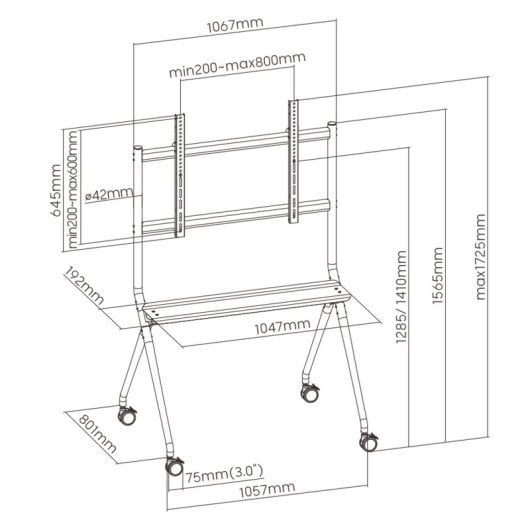 Suporte de TV Ewent EW1542 para TVs de 50″ a 86″ até 120 kg, altura ajustável, rodas 360°